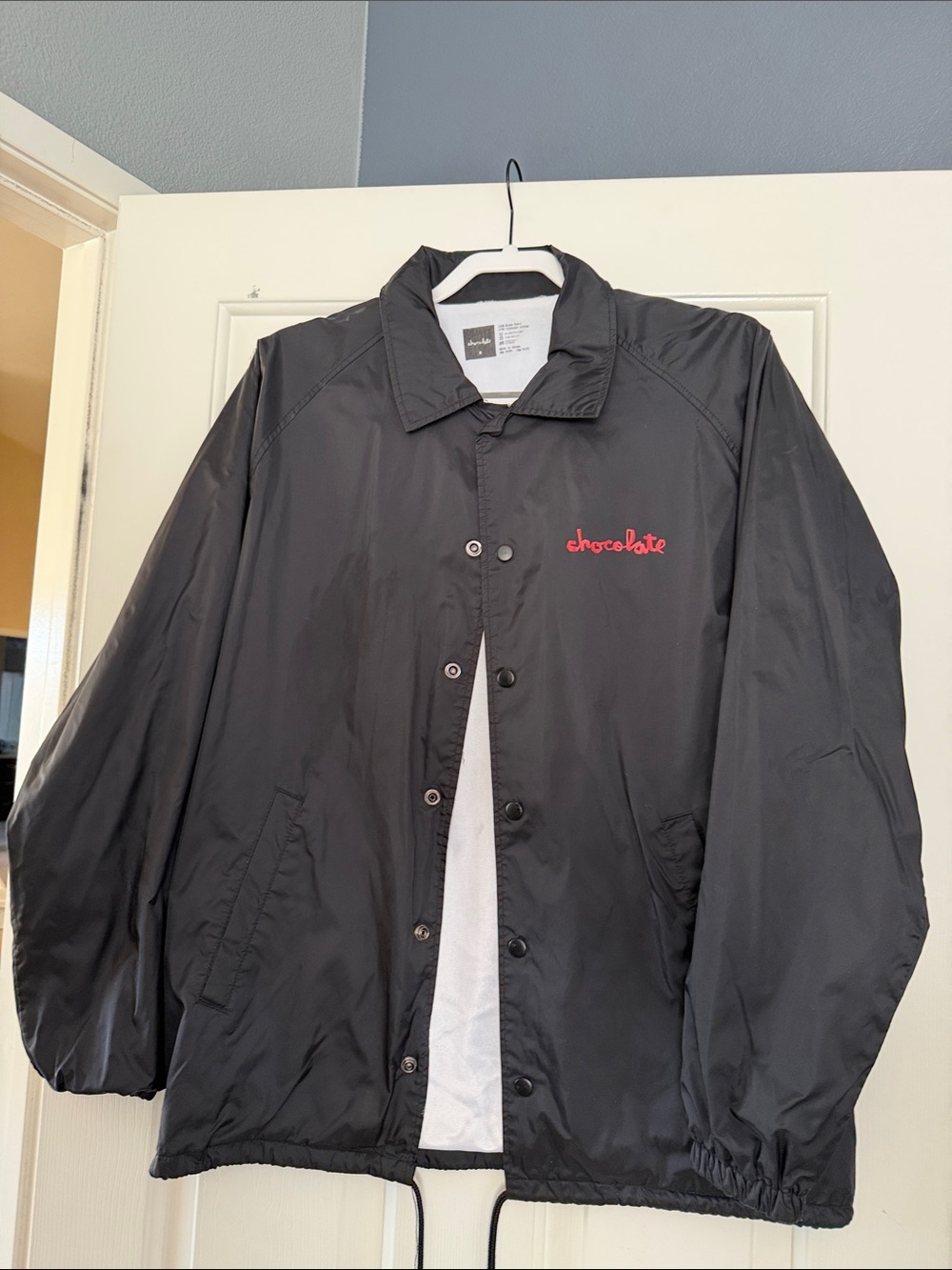 Chocolate Black Windbreaker Jacket with Red Logo